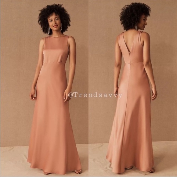 ANTHROPOLOGIE BHLDN Bridesmaid Satin Back V-neck Maxi Dress Sedona Plus 14 NWT